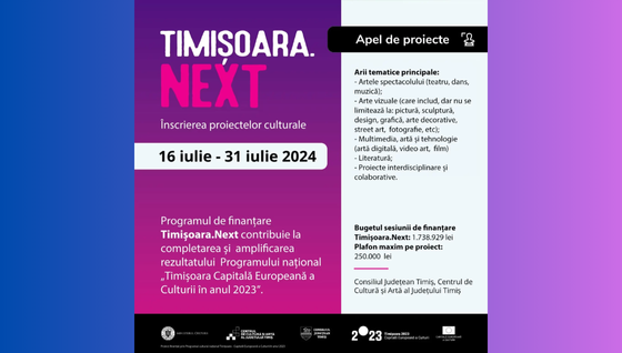  „Timișoara.Next”, o nouă posibilitate de finanțare prin programul Timișoara Capitală Europeană a Culturii în anul 2023